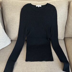 Celine Classic Black Long Sleeve ribbed Top